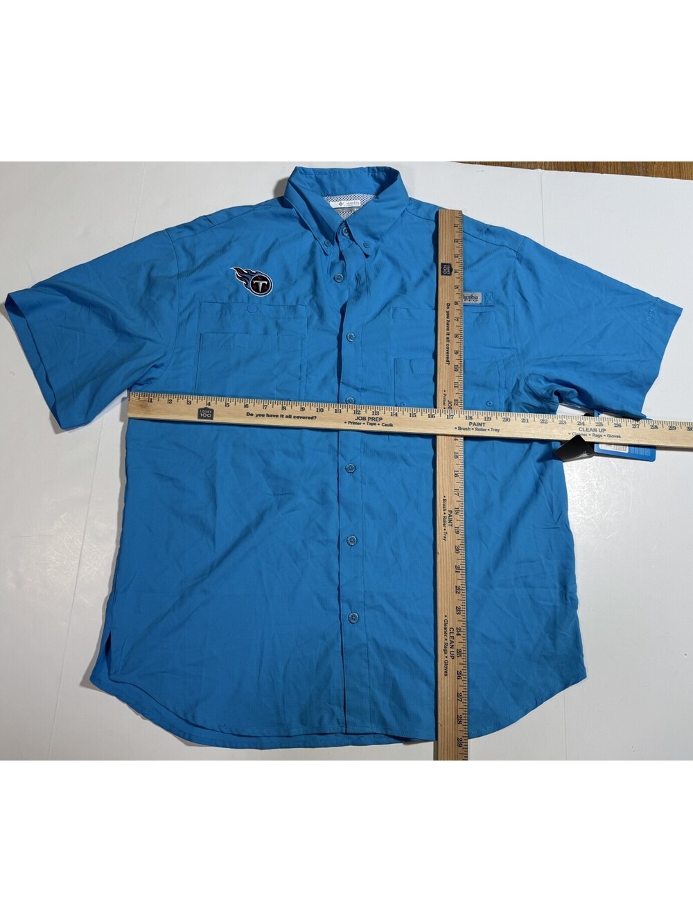 Tennessee Titans Blue Columbia PFG Tamiami Short Sleeve Fishing Shirt Mens L NWT - Picture 3 of 12
